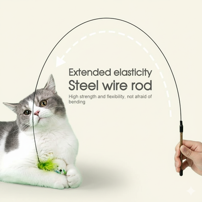 Keep Your Cat Active with Pompom Bird Feather Wand Toy