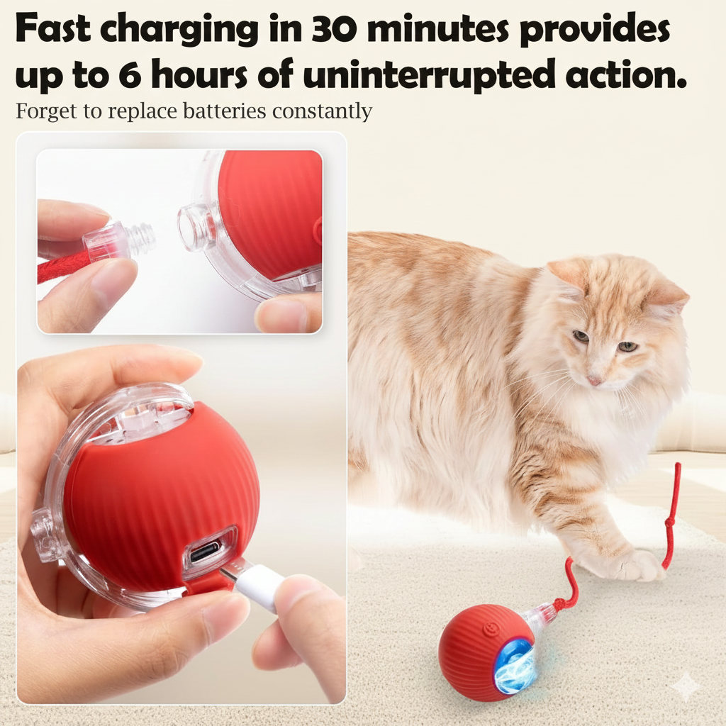 Smart Interactive Cat Toy Ball for Endless Play Exercise and Fun