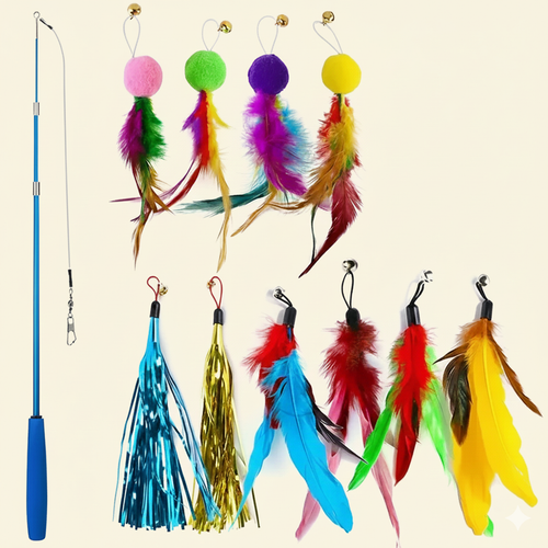 Retractable Cat Feather Toy for Indoor Cats