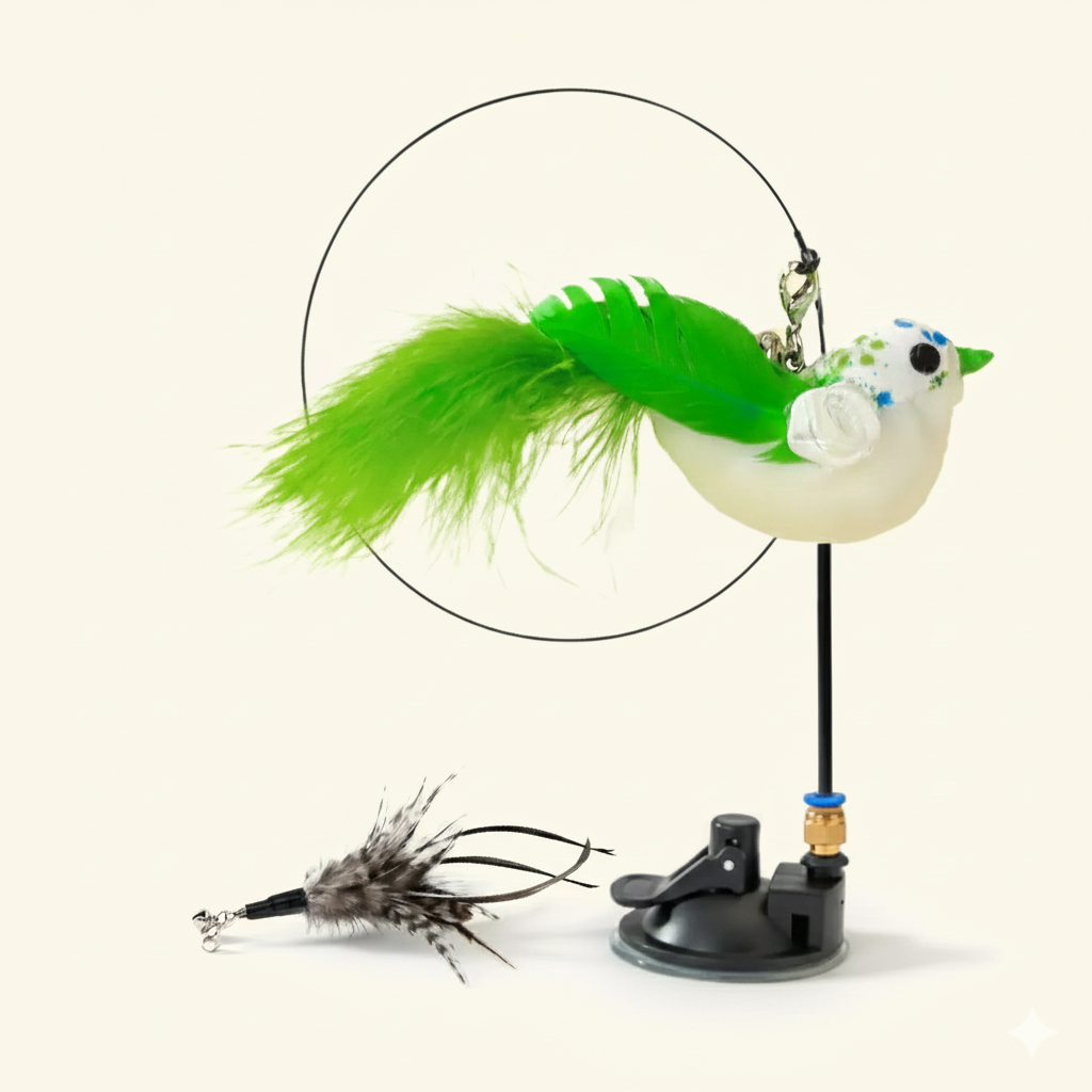 Keep Your Cat Active with Pompom Bird Feather Wand Toy